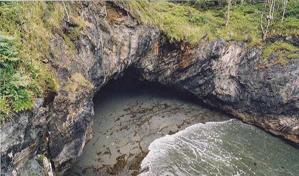 The tide forms these caves.