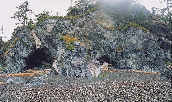 Two shallow caves.