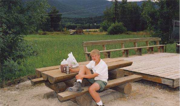 Dylan and I have lunch together in Salmon Arm.